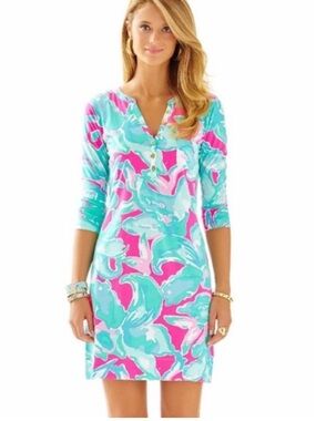 LILLY PULITZER NWOT Alessia Dress in Tropical Pink Sands Print Size XS